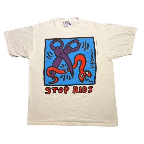 Artwear Collection Other - Vintage 1992 Keith Haring Stop AIDS AmFAR Artwear T-Shirt White Large USA Made